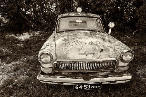 car the abandoned retro