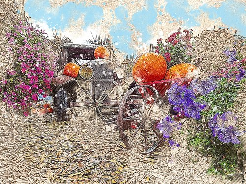 car  oldtimer  flowers