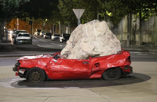 car crushed art