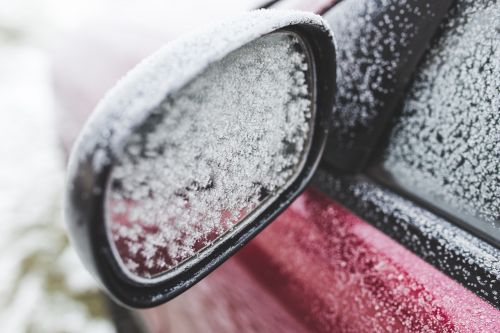 car mirror frozen