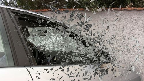 car accident broken glass splatter