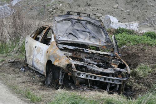 car after fire vehicle rust