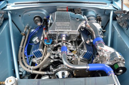 car engine restored retro