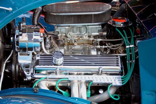 car engine motor chrome