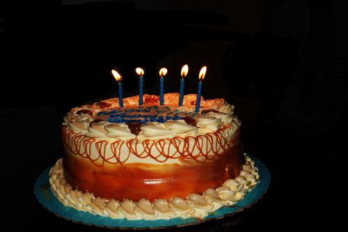 Caramel Cake With Candle Lights