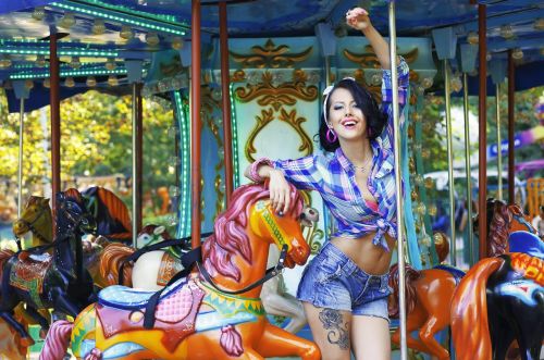 carousel woman young