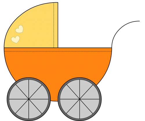 cart baby carriage yellow