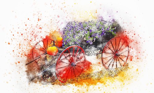 cart  oldtimer  flowers