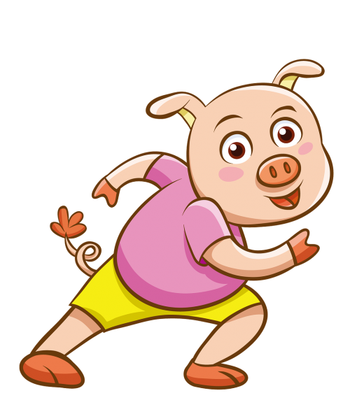 cartoon hand-painted pink pig