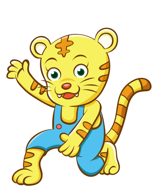 cartoon hand-painted yellow tiger