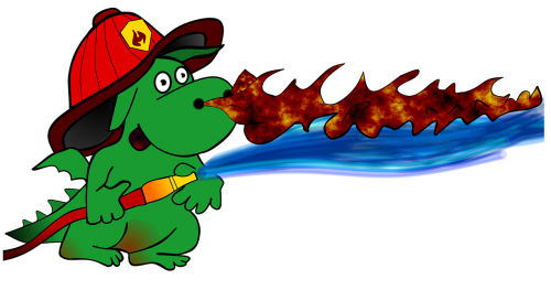 cartoon dragon fire fighter