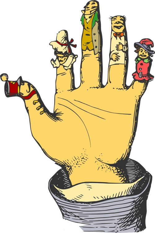 cartoon finger puppets hand