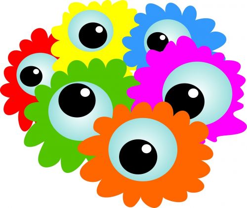 cartoon eyes flowers