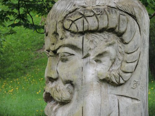 carved head wood bearded