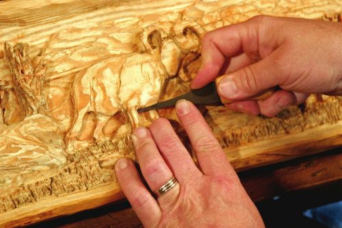 carving wood mantel