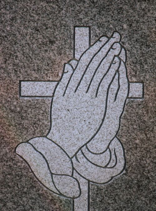 Carving Headstone Praying Hands