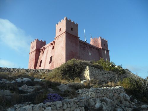 castle red tower exposed