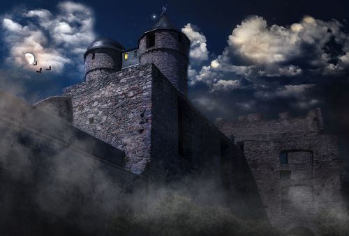 castle mysterious moonlight
