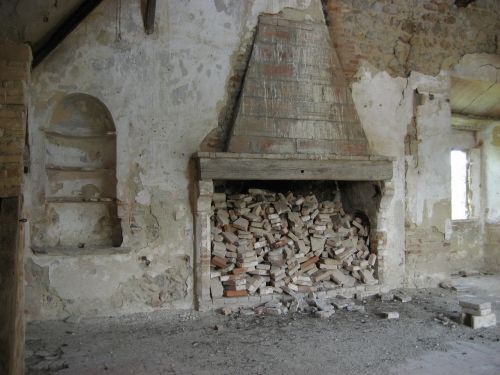 castle ruin fireplace