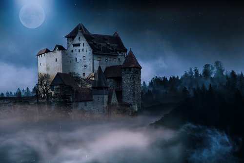 castle  night  moon