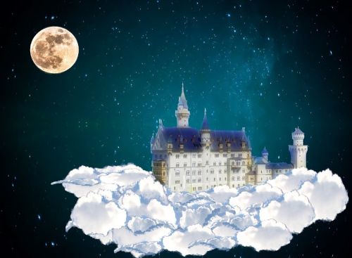 castle clouds fairy tales