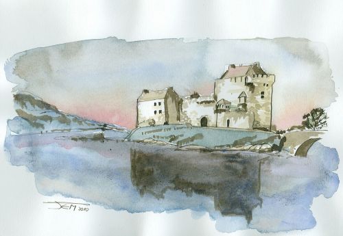castle scotland watercolor