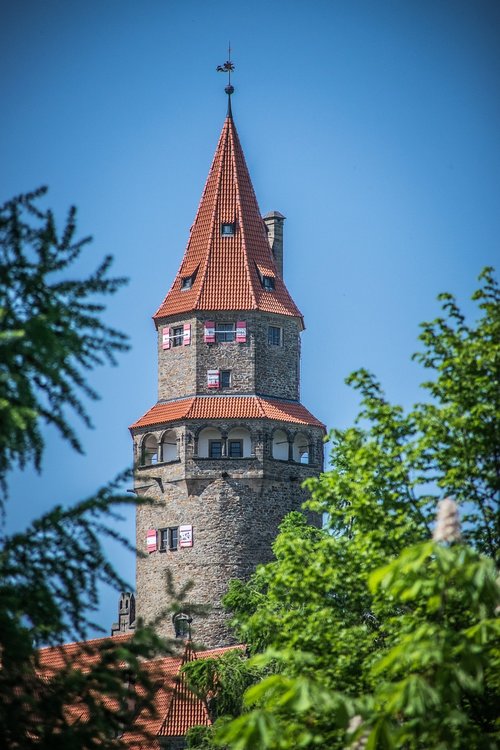 castle tower  historical landmark  czech republic