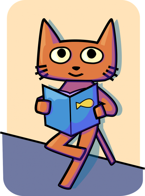 cat book reading