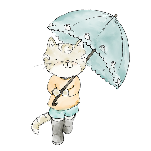 cat  cute cat  umbrella