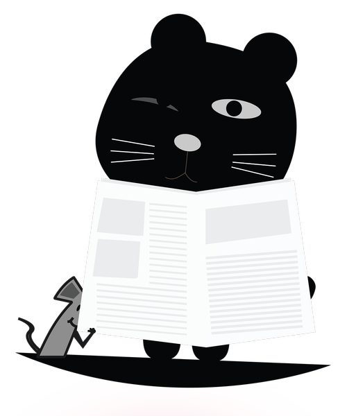 cat  reading  newspaper