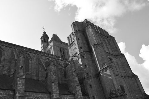cathedral of dol de bretagne photo black white religious monuments