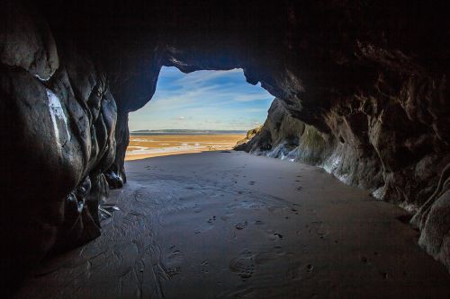 cave low tide beach