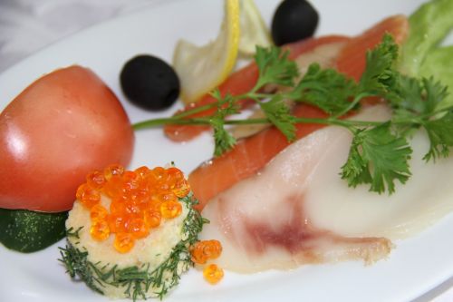 caviar salmon olives