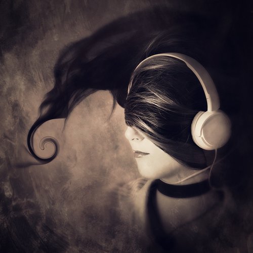 cd cover  portrait  headphones