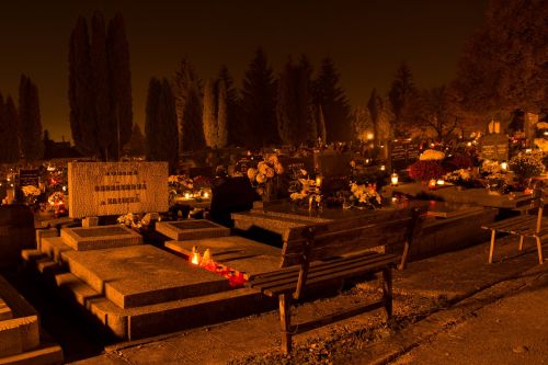cemetery candles night