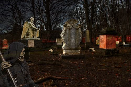 cemetery dark grave stones