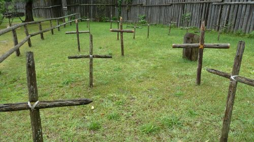 cemetery wooden crosses graveyard
