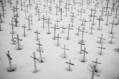 cemetery snow cross