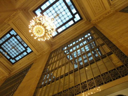 central station stained glass windows chandelier