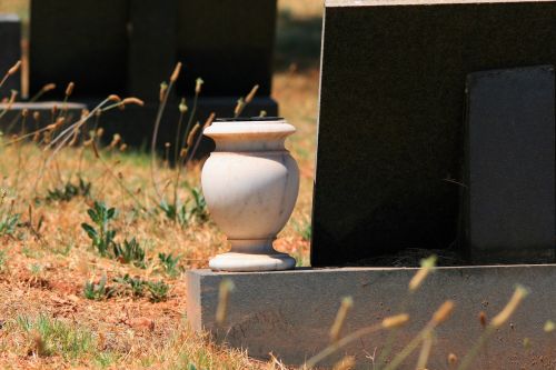 Ceramic Flower Pot On Grave