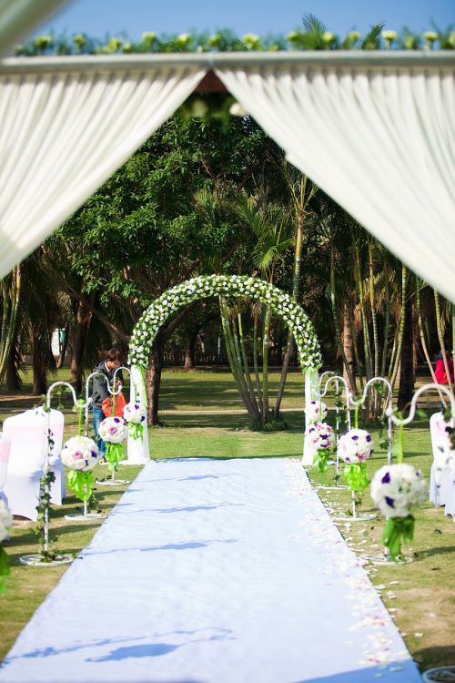 ceremony pavilion wedding white and green