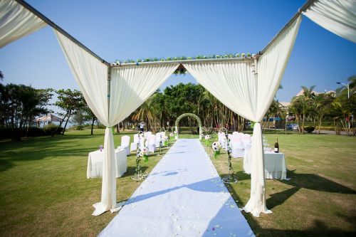 ceremony pavilion wedding white and green