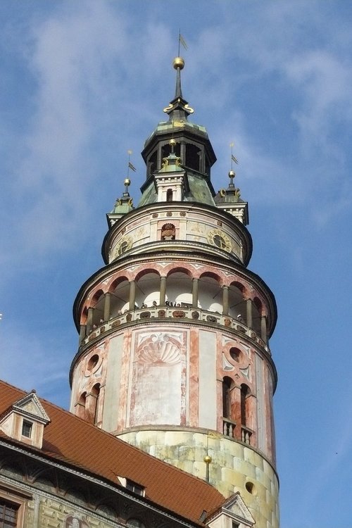 cesky krumlov  church  tower