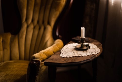 chair  candlelight  dark room