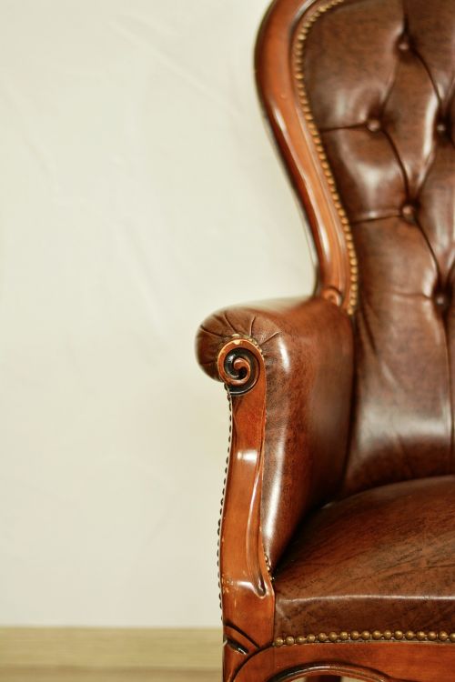 chair backrest leather armchair old