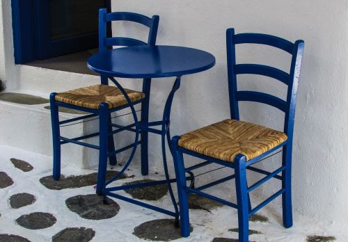 chairs table blue