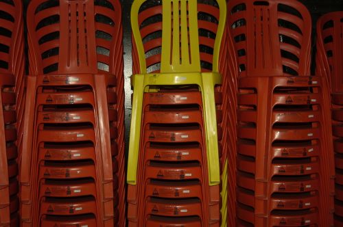 chairs stack red