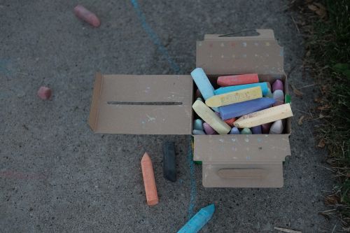 chalk crayons pavement