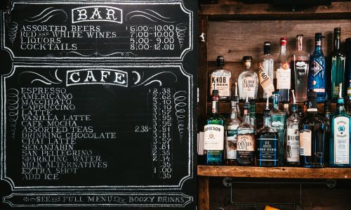 chalkboard menu alcoholic
