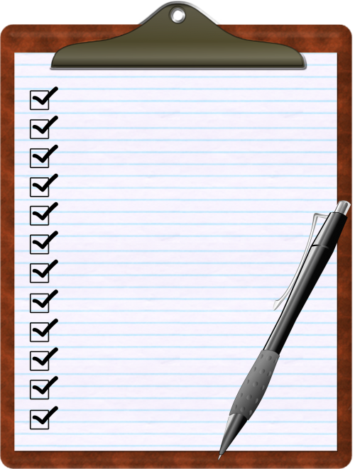 checklist clipboard pen